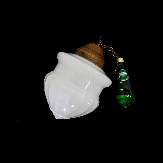 1930s Art Deco Milk Glass Pendant Light For Sale - Image 4 of 4