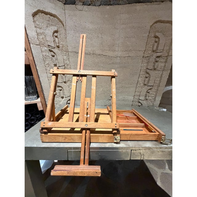 Textile Aaron Brothers Wooden Table Top Art Easel Stand Portable Travel Sketch Box For Sale - Image 7 of 8