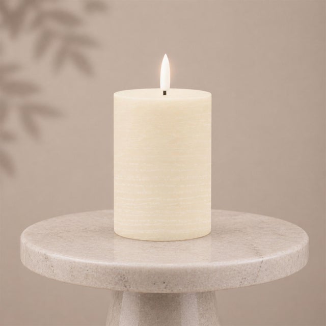 Modern FIA Wick Ivory Pillar Candle (Set of 2) For Sale - Image 3 of 5