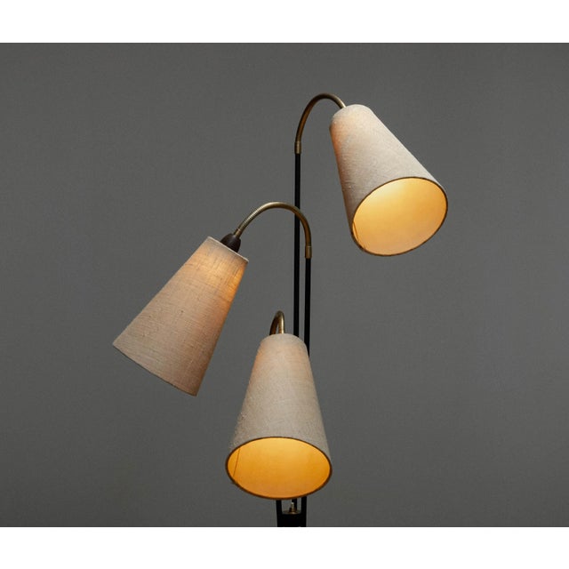 Swedish with Jute Fabric Shades Floor Lamp by Svend Aage Holm-Sørensen, 1950s For Sale - Image 9 of 10