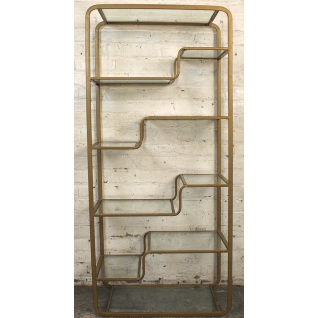 Vintage Mid-Century Multitiered Bronze Plated Waterfall Shelf For Sale - Image 12 of 13