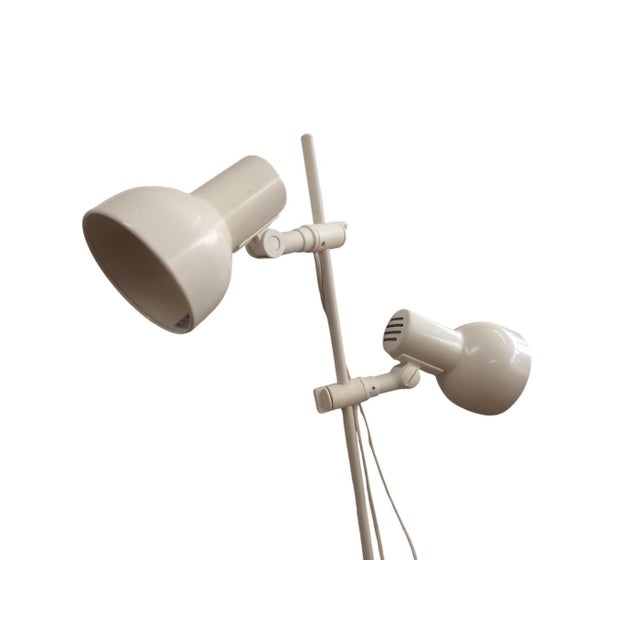 Cream Mid-Century Danish Style Floor Lamp with Double Shade For Sale - Image 8 of 14