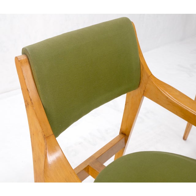 Pair of c1950s Blond Birch Scandinavian Swedish Arm Chairs Green Upholstery For Sale - Image 13 of 15