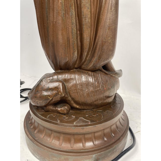 Copper Art Nouveau Woman with Amphora Table Lamp, 1920s For Sale - Image 8 of 18
