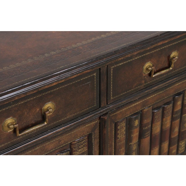 Maitland Smith Leather Wrapped Book Spline Console Cabinet For Sale - Image 14 of 18
