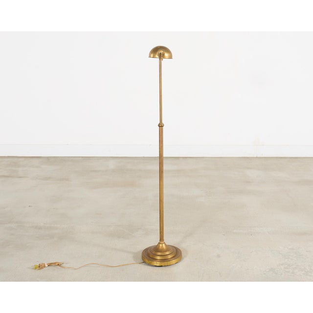 Midcentury Patinated Brass Adjustable Pharmacy Floor Lamp For Sale - Image 18 of 18