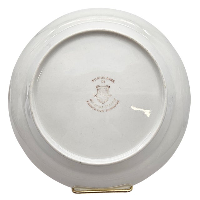 Ceramic Longchamp France Porcelain Lunch Plate, Le Vigneron Winemaker Red For Sale - Image 7 of 10