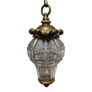 1920s French Gilt Bronze and Facted Glass Lantern For Sale
