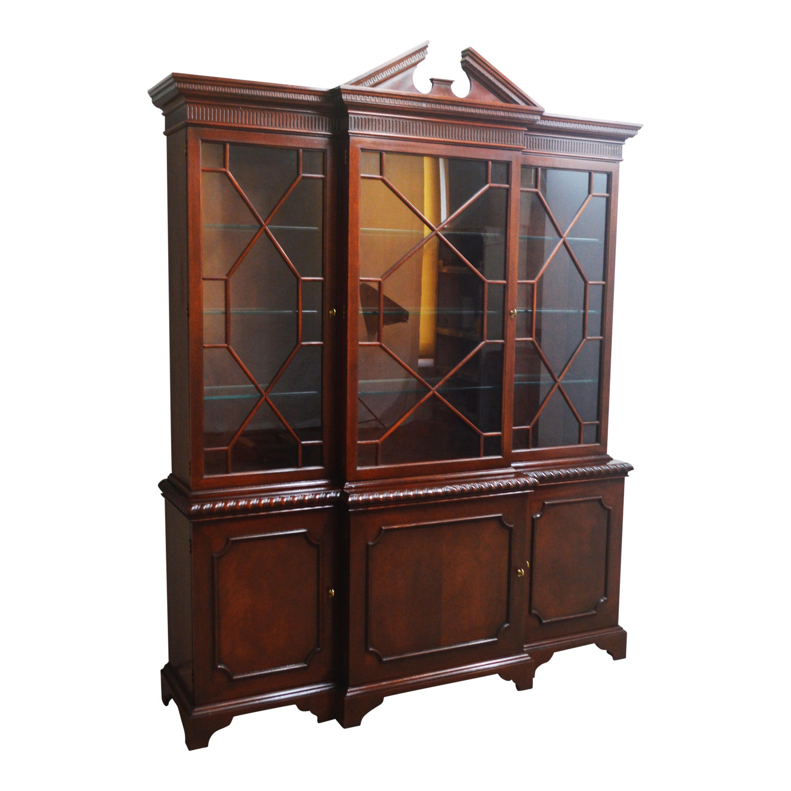 Baker Historic Charleston Mahogany 2 Pc Breakfront China Chairish