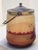Enamelled glass biscuit jar, circa 1900 / Mill design. Height 18.5 cm Diameter 13.5 cm In good condition with signs of use...