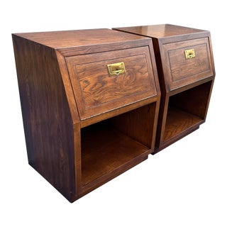1980s Vintage Henredon Scene One 1 Campaign Brass Nightstands - a Pair For Sale