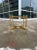 Rare neotransitional gothic style heavy end in solid bronze having large cubes atop ending in Jansen style tapered feet...