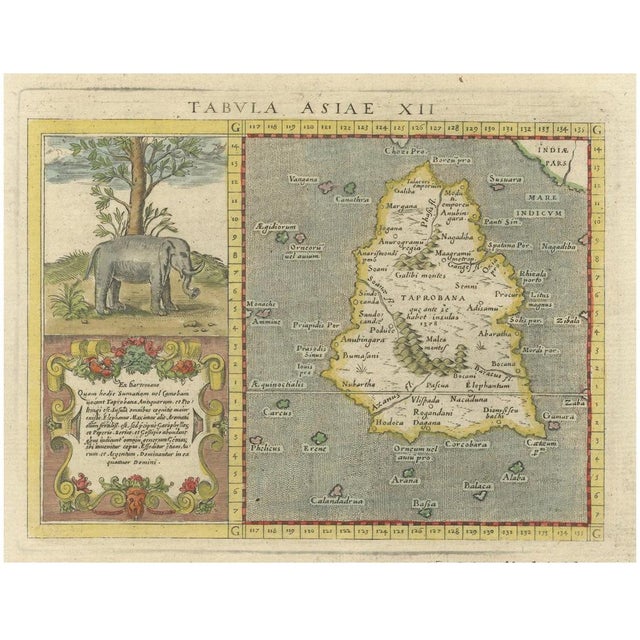 Map of Taprobana with Elephant Inset by Ptolemy & Magini, 1621 For Sale - Image 10 of 10