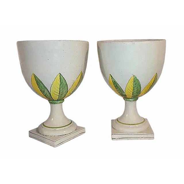 Italian Majolica Planters Mid Century - A Pair For Sale - Image 4 of 4