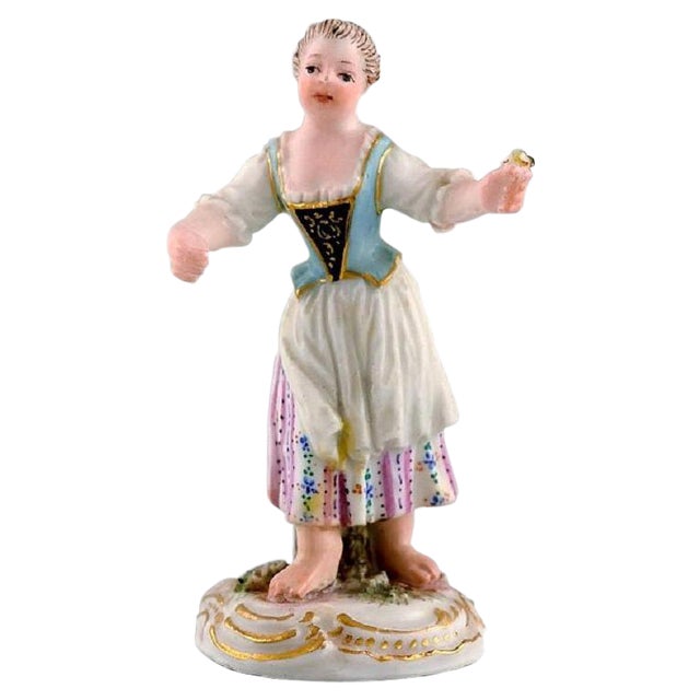 Girl with Flowers Miniature Figure after Johann Joachim Kändler from Meissen For Sale