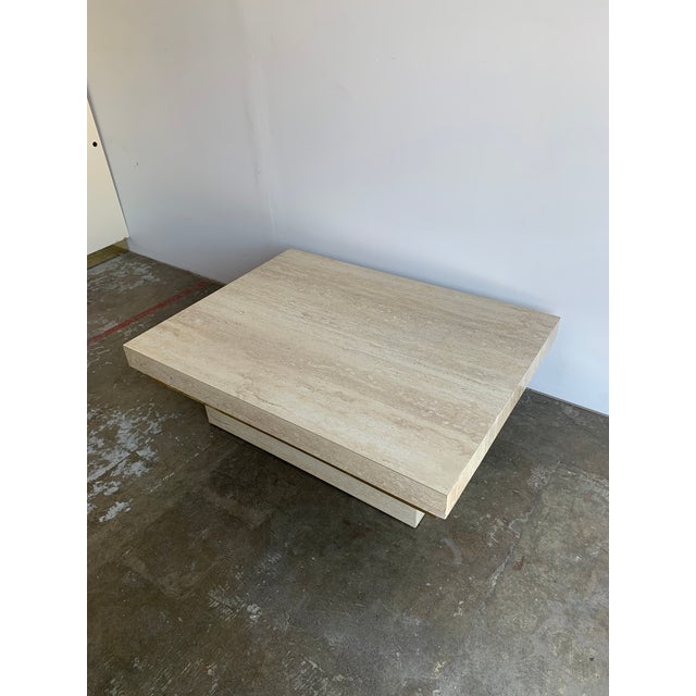 Faux Travertine and Brass Coffee Table Chairish