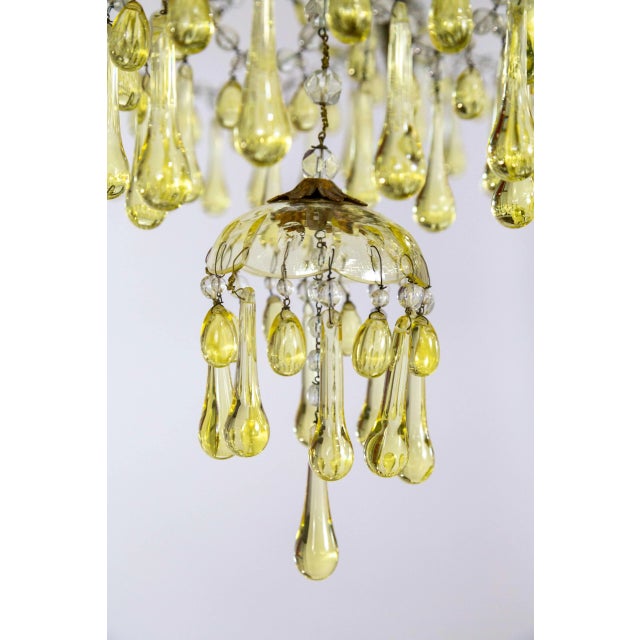 19th Century Pale Yellow Crystal Drops Birdcage Chandelier For Sale - Image 11 of 12