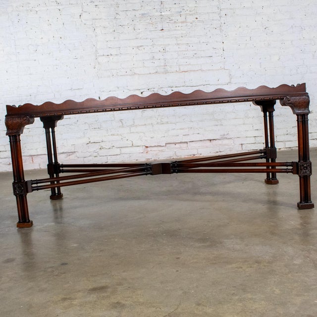 Late 20th Century Chinese Chippendale Style Coffee Table Mahogany Large Rectangular by Baker For Sale - Image 10 of 18