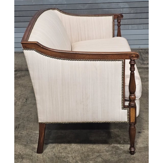 Brown Hickory Chair James River Mahogany Sheraton Style Settee Sofa Loveseat For Sale - Image 8 of 10