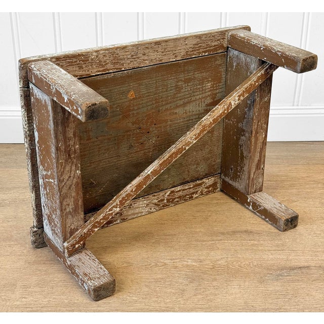 Antique Primitive Farmhouse Wood Step Foot Stool For Sale - Image 9 of 9