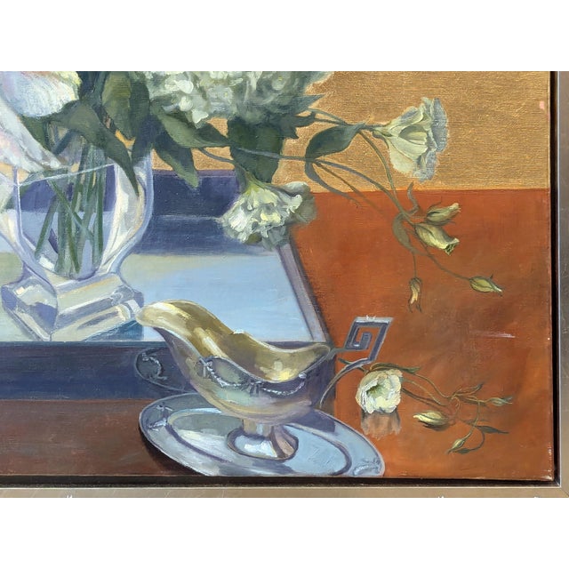 Brown Nancy Paris Pruden "Golden Wedding" Contemporary Gold Leaf Naturalistic Floral Still Life Painting, 2020s For Sale - Image 8 of 12