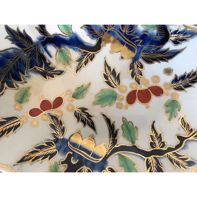 English Antique 18th Century English Duesbury Derby Kakiemon Imari Porcelain Oval Plate Decorated with Chestnuts For Sale - Image 3 of 9