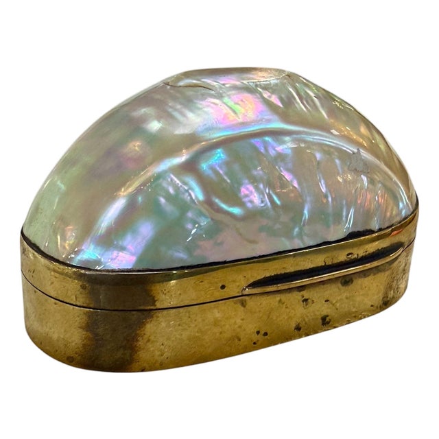 Large Decorative Mother-of-Pearl and Brass Lidded Box, 1970s For Sale