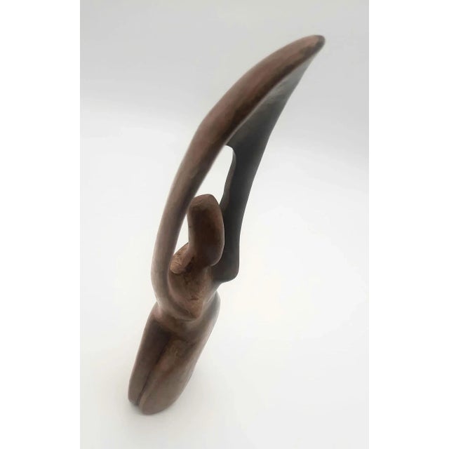 Wood Early 21st Century Ghanian Iroko Wood Figurine of Kneeling Woman For Sale - Image 7 of 12