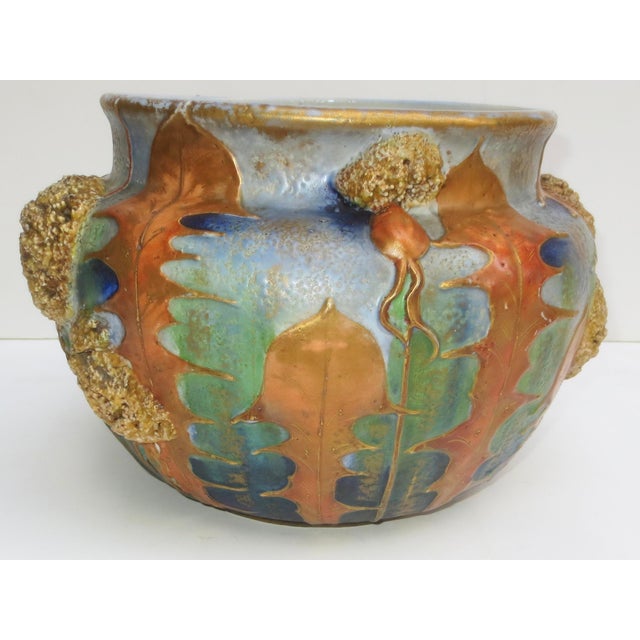 Amphora vase from the early 20s' Beautiful Teplitz Amphora by Daschel. Dandelion pattern with patterned foliage raised...