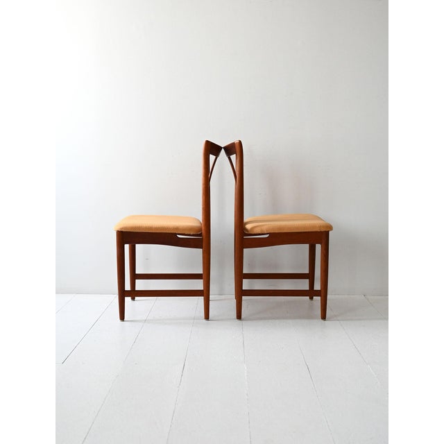 Wood Scandinavian Teak Chairs with Yellow Seats, 1950s, Set of 6 For Sale - Image 7 of 12