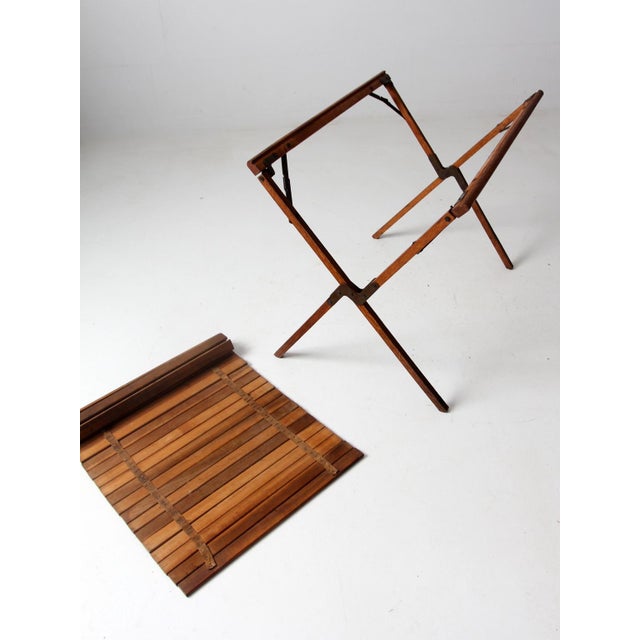 Vintage Wood Folding Table With Roll Top Chairish