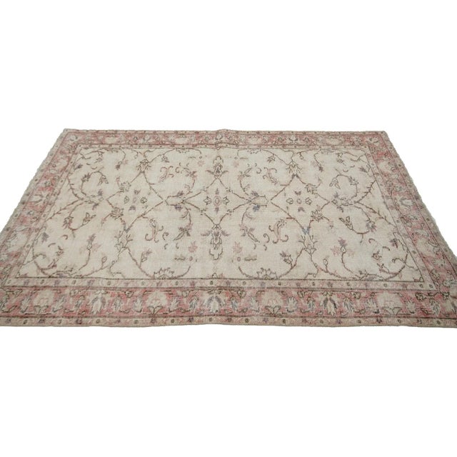 Vintage Turkish Oushak Rug-3′9″ × 6′7″ For Sale - Image 4 of 7