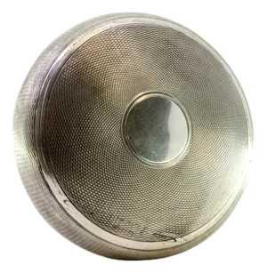 Snuff Box in Guilloche Silver with Monogram Plaque and Soap-Shaped Pressure Lid
