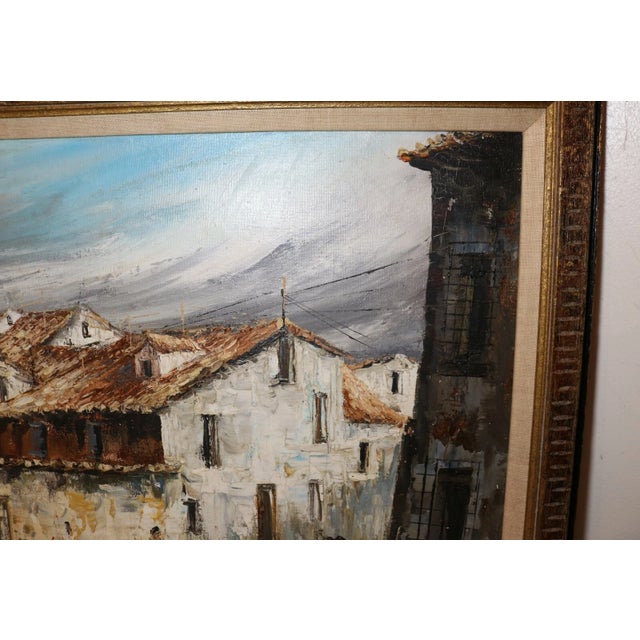 Paint Share Vintage Martinez City Town Village Landscape Abstract Expressionism Oil Painting For Sale - Image 7 of 12
