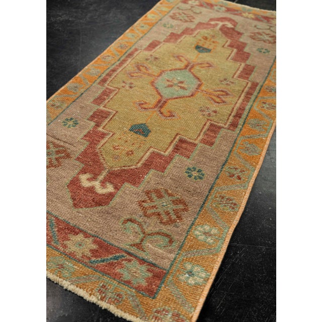 Textile Turkish Mini Rug Oriental Hand Knotted Vintage Rug 1'7" x 3'3" #21229 For Sale - Image 7 of 8