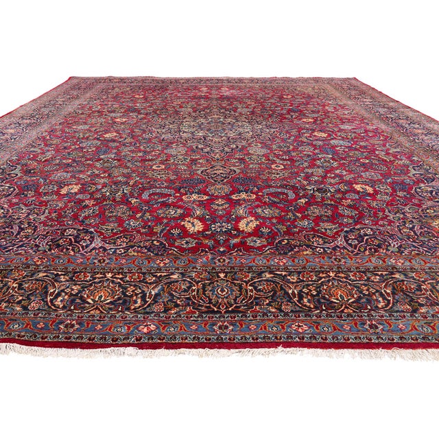 English Antique Persian Kashan Rug, 11'01 X 16'01 For Sale - Image 3 of 10