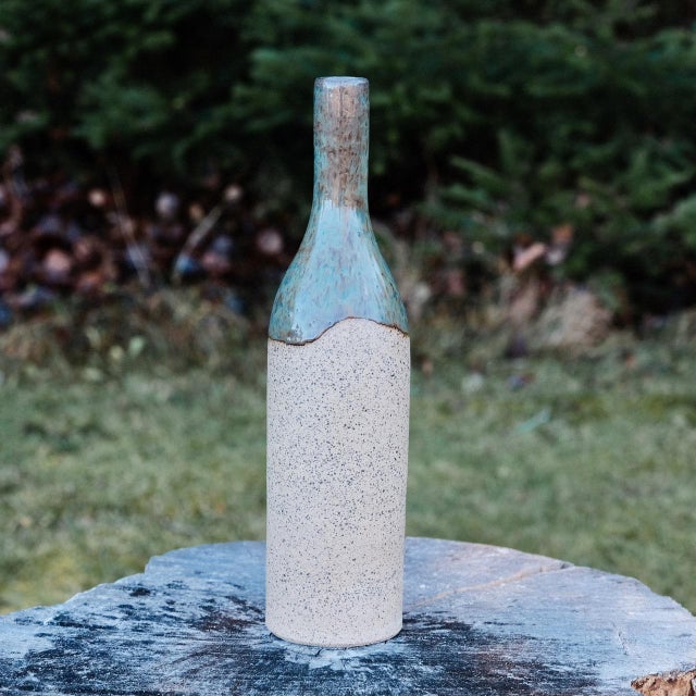 Decorative Speckled Stoneware Bottle Vase (Medium) For Sale - Image 4 of 4