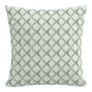 18" Indoor/Outdoor Pillow in Sage Lattice For Sale