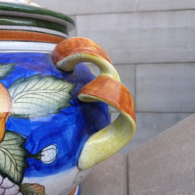 Vintage Biscotti Jar, Cachi E Limoni Deruta Majolica Lidded For Sale - Image 9 of 15