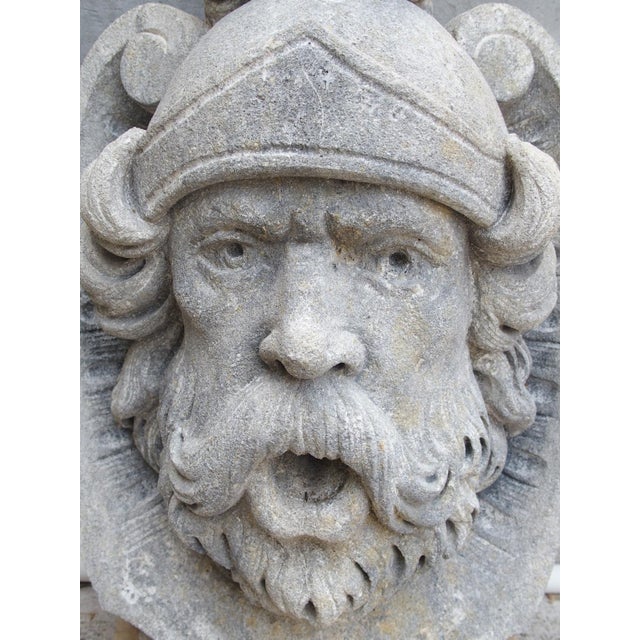 Gray Italian Carved Limestone Fountain Spout of the Roman God Mars For Sale - Image 8 of 12