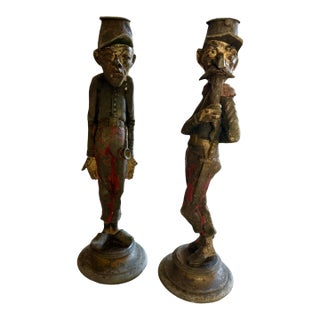Pair of 19th Century French Figural Candle Holders For Sale