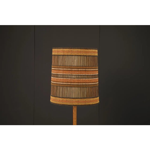 Mid-Century Modern Large Maria Kipp Lampshade With Black, Sienna, and Burnt Orange Stripes, 1960s For Sale - Image 3 of 9