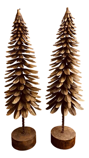 Large Brass Pine Trees, Italy, 1970s, Set of 2