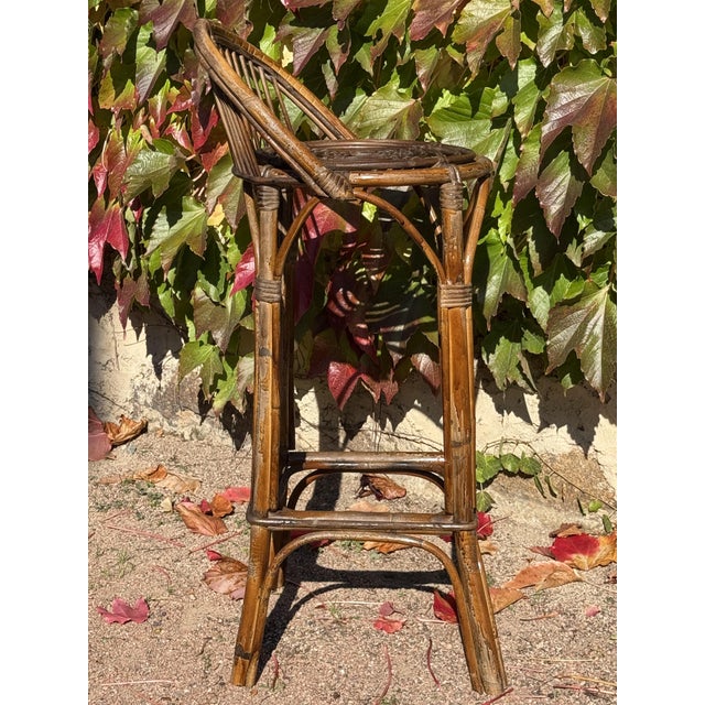 Vintage Rattan Bar Stools, 1960s, Set of 2 For Sale - Image 6 of 9
