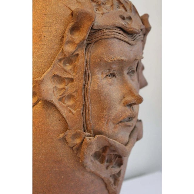 1970s Stoneware Lamp With Gothic Face For Sale - Image 9 of 12