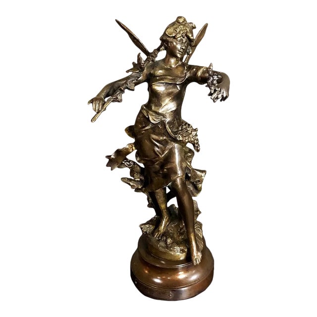 19th Century Spelter Moreau Statue ~ Nymphe De Bois For Sale