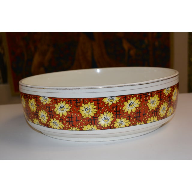 Vintage Nouvelles Usines Du Nord St. Amand France Ceramic Vibrant Floral Wash Basin & Ewer W/ Soap Dish For Sale - Image 11 of 18