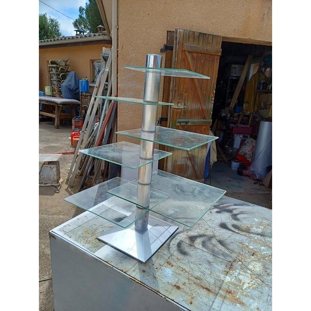 Chrome and Glass Shop Shelf Display Stand, 1970 For Sale - Image 13 of 14