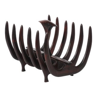 Mid-Century Modernist Sculptural Osseous Form Magazine Stand in Rosewood For Sale