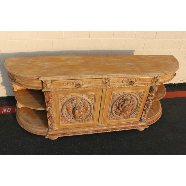 19th Century French Renaissance Revival Carved Oak Large Hunt Buffet For Sale - Image 10 of 18